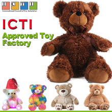 Icti одобрили игрушки завод Оптовая мини милый желтый плюшевый медведь пользовательские одежда плюшевый мишка плюшевые игрушки с футболки